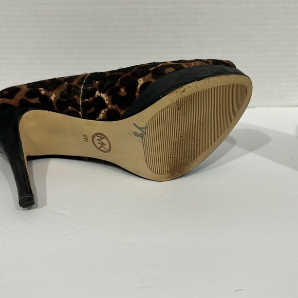 Michael Kors York Platform Cheetah Natural Haircalf Open Toe Pump Size 8 - Picture 7 of 14